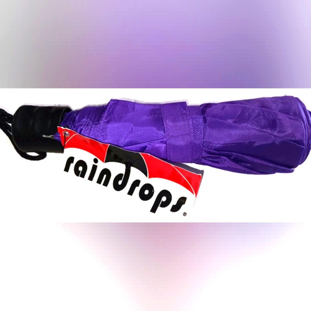 Raindrops Purple Fall Compact Umbrella